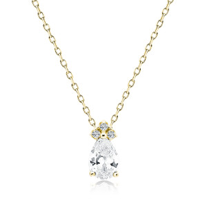 Lantisor argint placat cu aur galben cu pandantiv cu pietre DiAmanti Z1908NG_W-DIA (Argint 925‰ 1,9 g.)